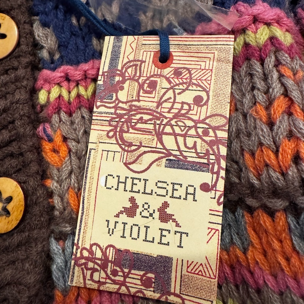 NWT Chelsea & Violet Chunky Boho Cardigan Sweater Size XS - Picture 8 of 13